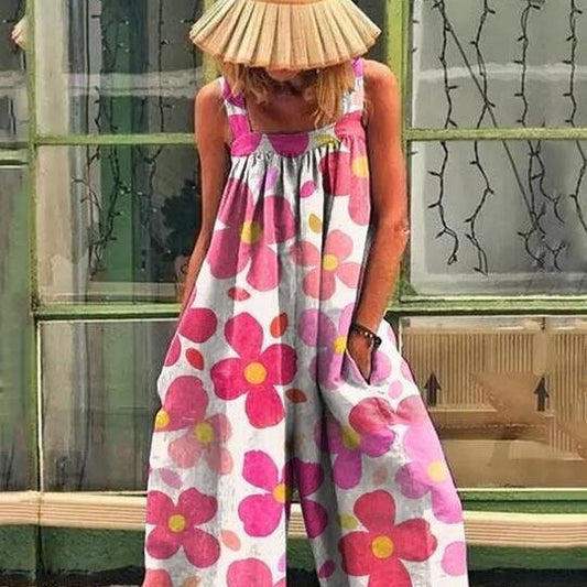 Dame luftig jumpsuit med blomsterdesign og justerbare stropper Stiila