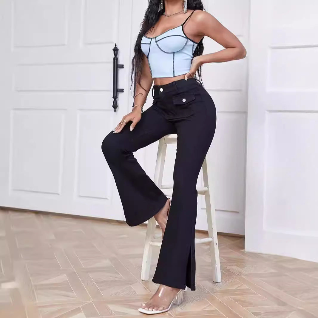 Dame afslappet Bootcut Jeans med sidelommer og praktiske lommer Stilla