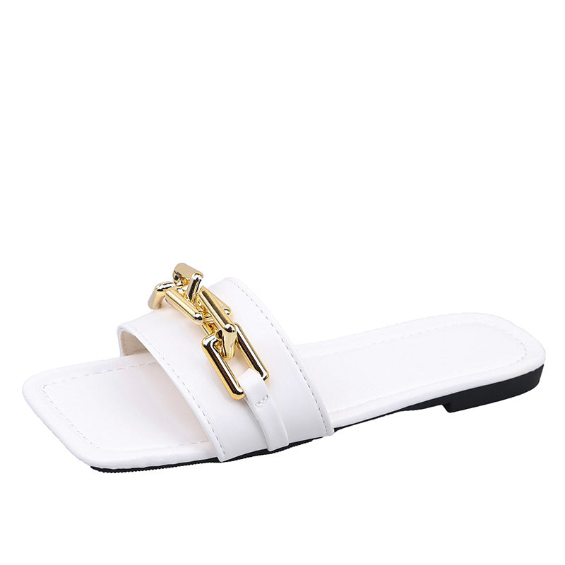 Dame Åben Slipper med elegant skinnende Kædeapplikation Stilla