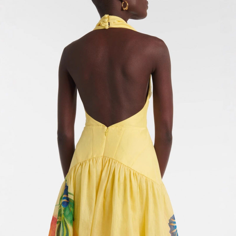 Dame Elegant Floral Halterneck Maxikjole Stilla