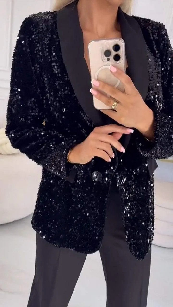 Dame elegant glimmer blazer med skinnende optræden Stiila