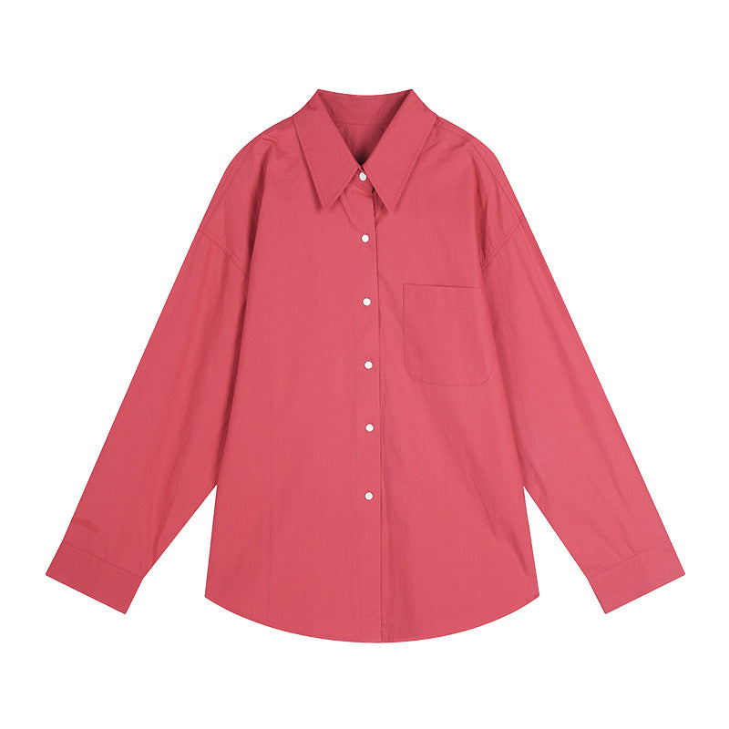 Dame afslappet oversized skjorte med fin struktur og brystlomme Stilla