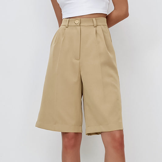 Dame elegante Chino-shorts med høj talje og udvidet snit Stilla