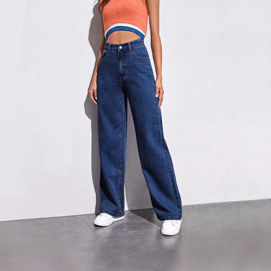 Dame brede jeans med høj talje og moderne snit Stilla