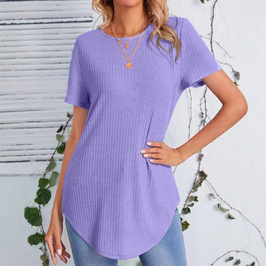 Dame afslappet Langærmet t-shirt med moderne ribmønster Stilla