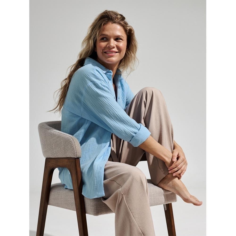 Dame afslappet overshirt med rynkede detaljer Stilla