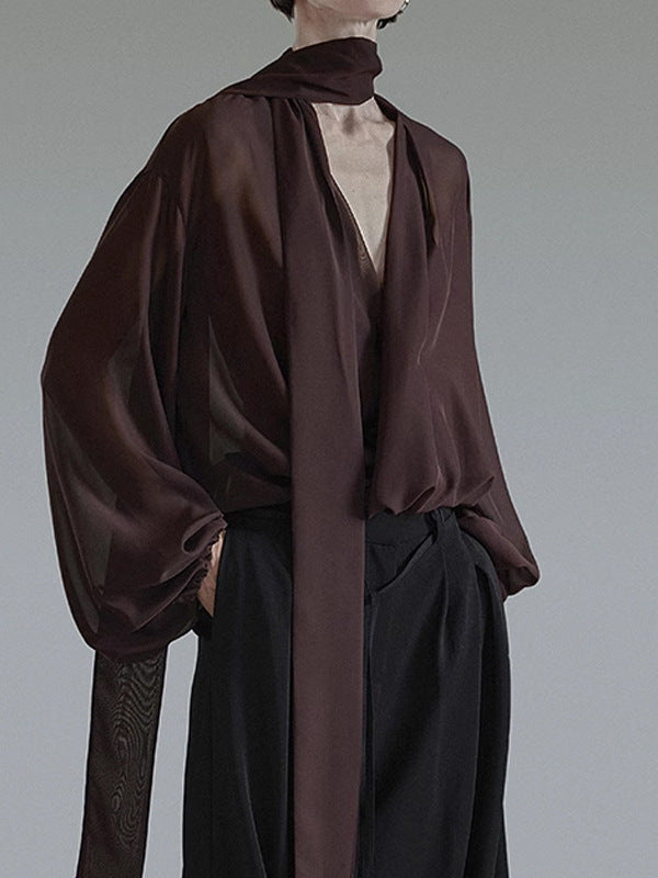 Dame elegant bluse med flydende snit og innovativt indpakningsdetalje Stilla