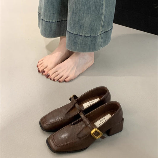 Dame Elegant Firkanthæle T-rem Sandaler Blockhæle Stilla