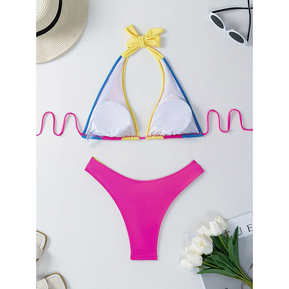 Dame Triangel-Bikini-Sæt med livlig farvemix og justerbare stropper Stilla