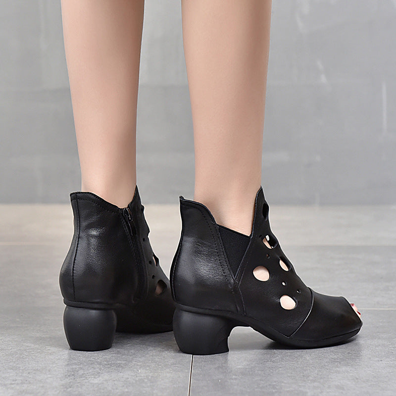 Dame Åbne Pumps med stilige hulmønstre og komfortabel hæl Stilla