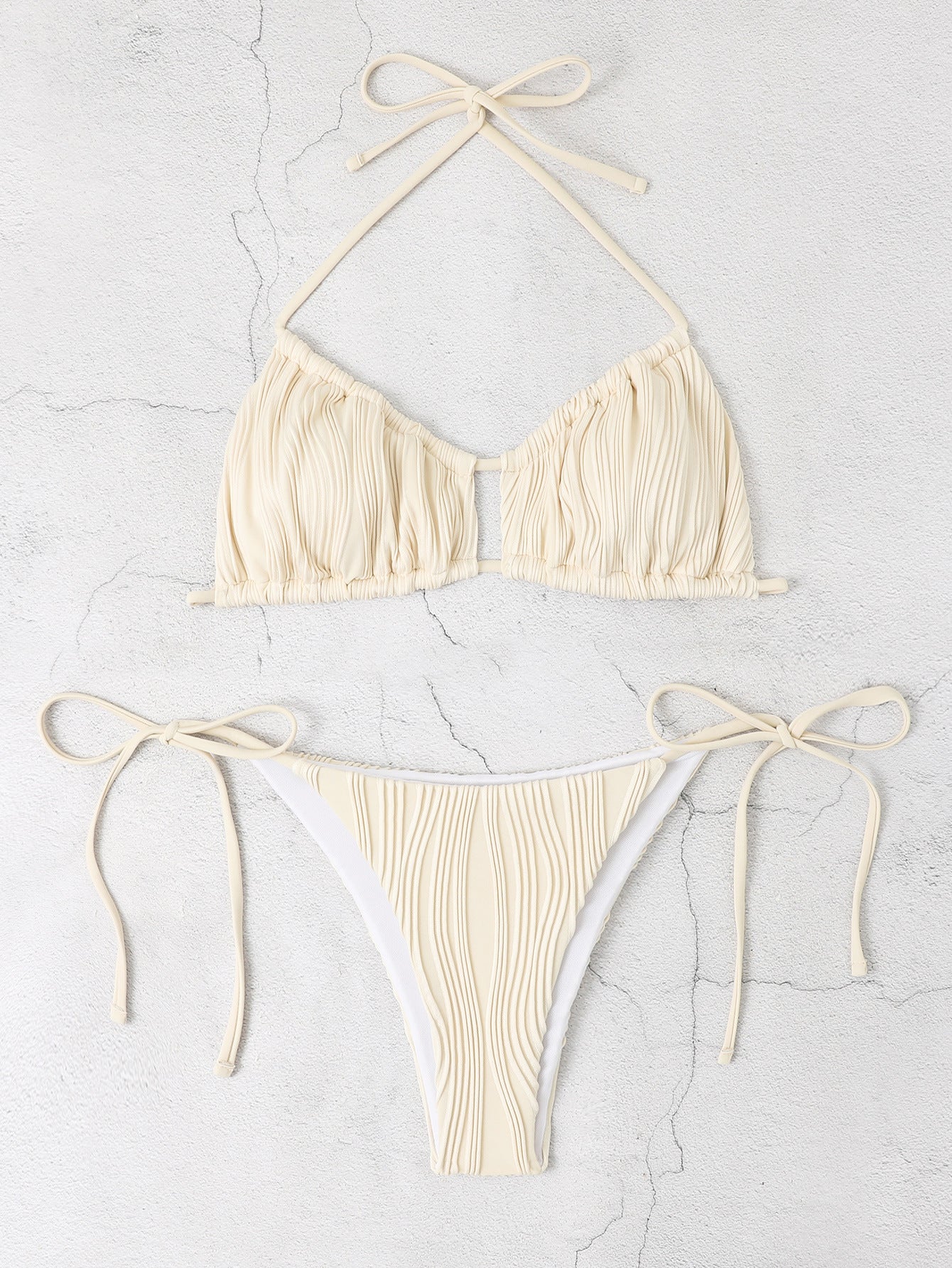 Dame Detaljeret Ruffle Top Bikini Sæt Stilla