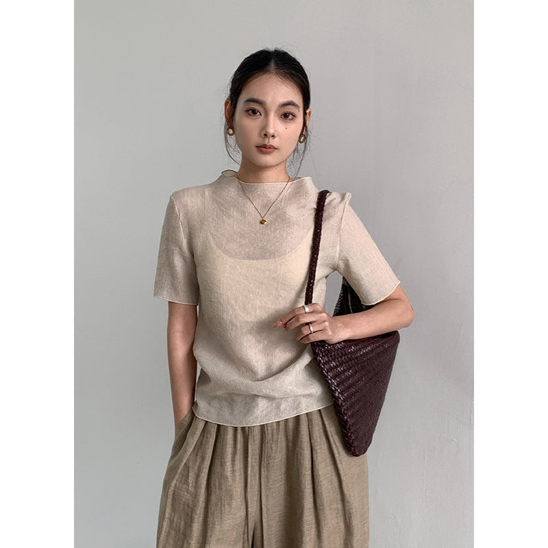 Dame afslappet Relaxed-Fit T-shirt i højkvalitets bomuldsblanding med rund halsudskæring og minimalistisk æstetik Stilla