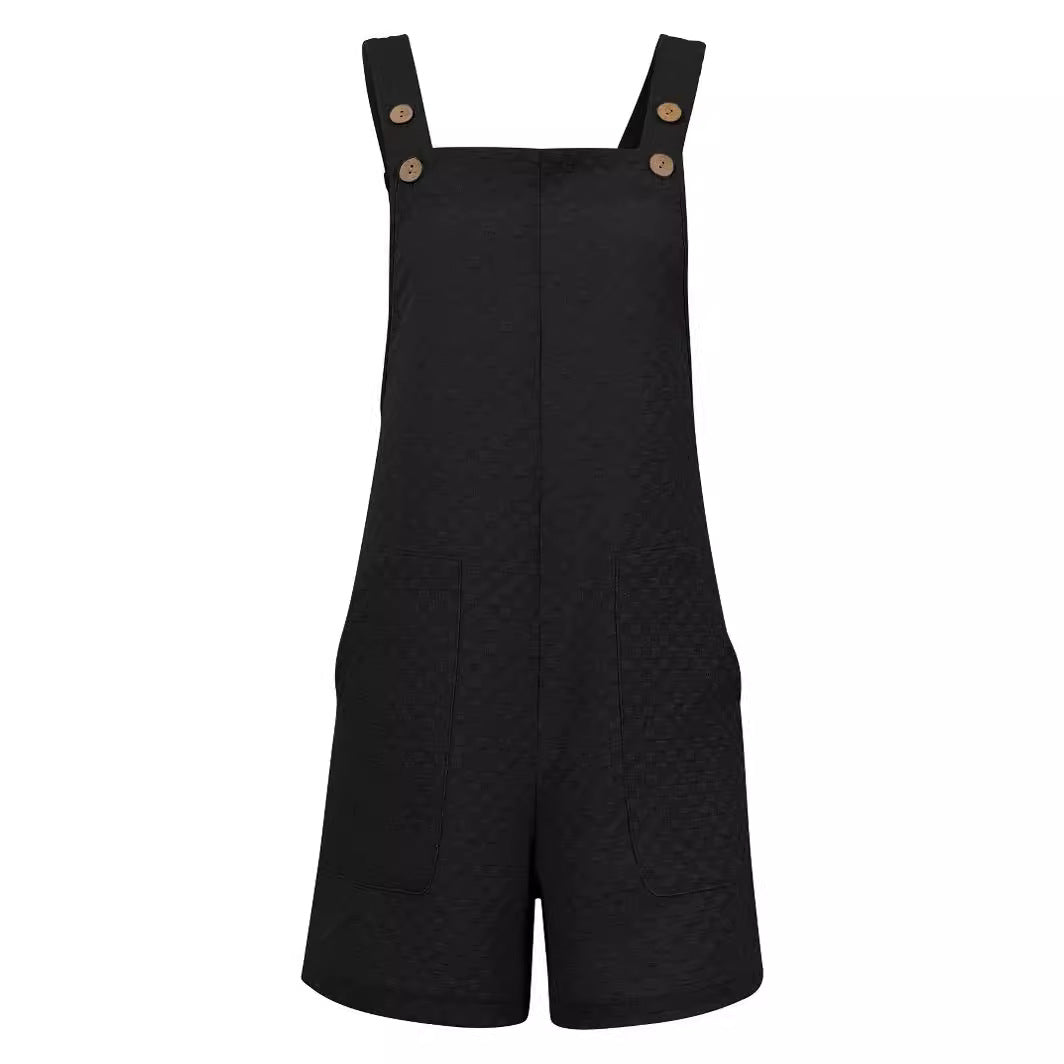 Dame jumpsuit med dekorativ lomme-design og justerbare stropper Stilla