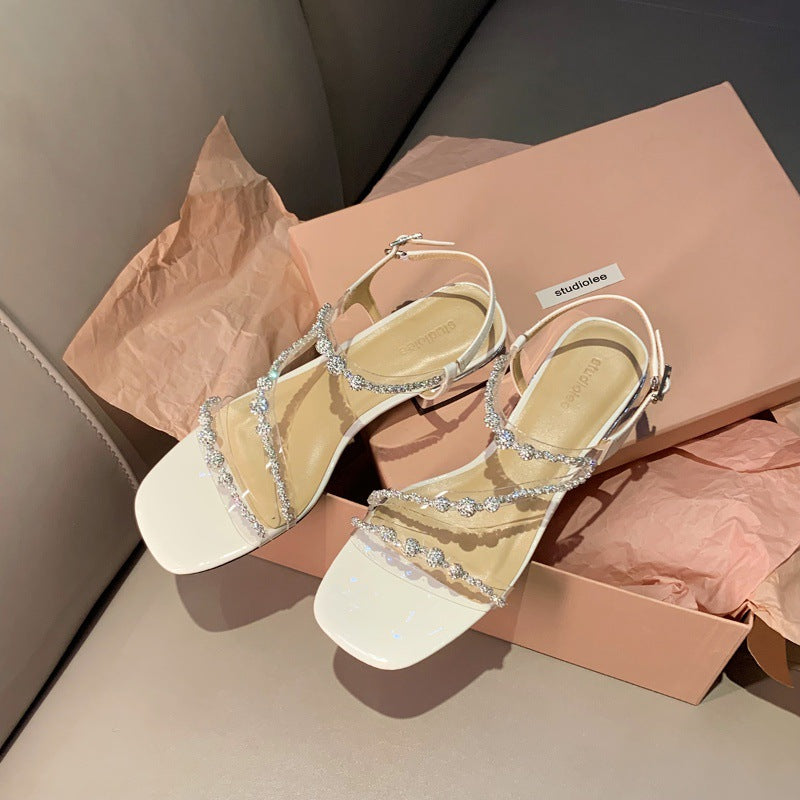 Dame Strappy Sandaler med strass dekoration flad Stilla