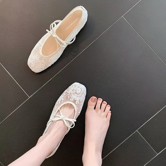 Dame Elegant Broderet Ballerina Sko Stilla