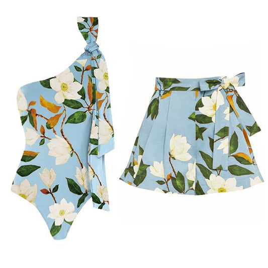 Dame jumpsuit med asymmetrisk snit og flydende nederdel Stilla