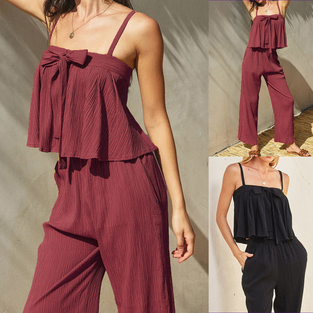 Dame trendy jumpsuit med raffineret flæse-design og sidelommer Stilla