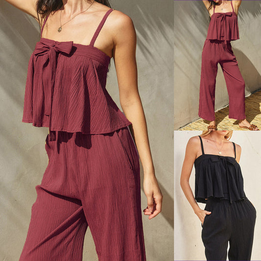 Dame trendy jumpsuit med raffineret flæse-design og sidelommer Stilla