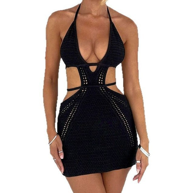 Dame strikkjole med gennemgående cut-out-design Stilla