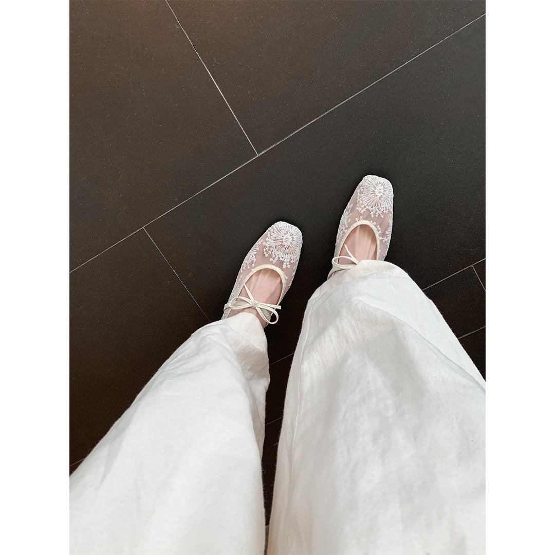 Dame Elegant Broderet Ballerina Sko Stilla