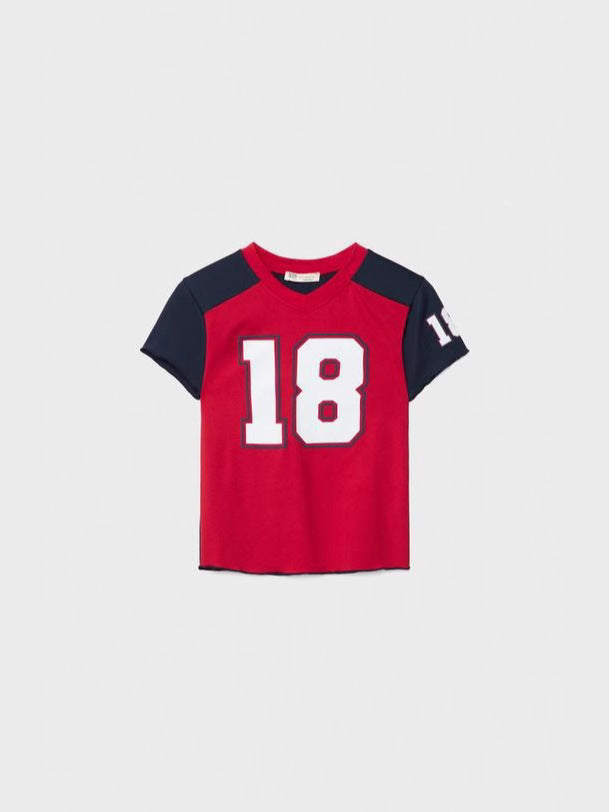 Dame Cropped Athletic Jersey T-Shirt med kontrasterende ærmer Stilla