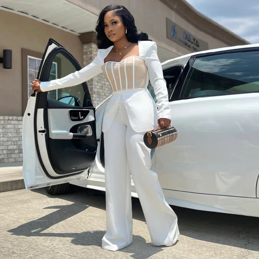 Dame Elegant Couture-buksedragt med struktureret overdel Stilla