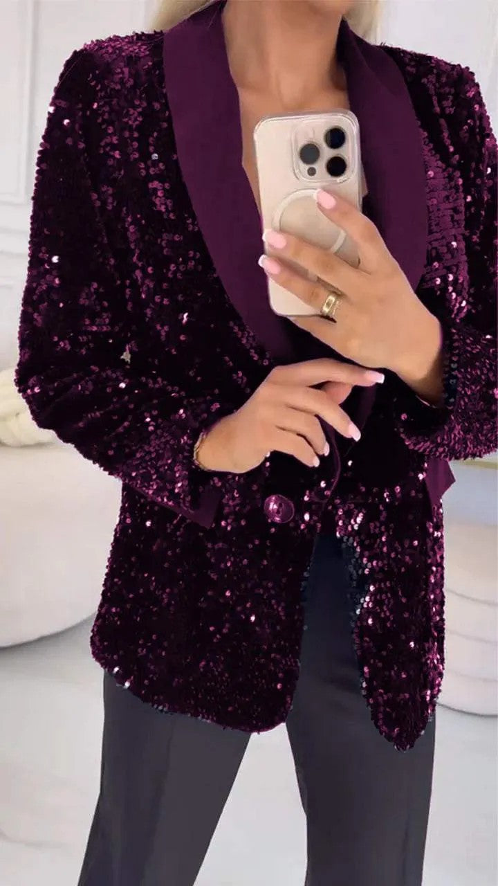 Dame elegant glimmer blazer med skinnende optræden Stiila