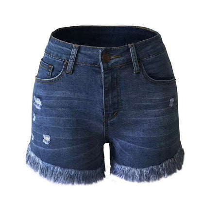 Dame afslappede jeansshorts i det trendy destroyed-look Stilla