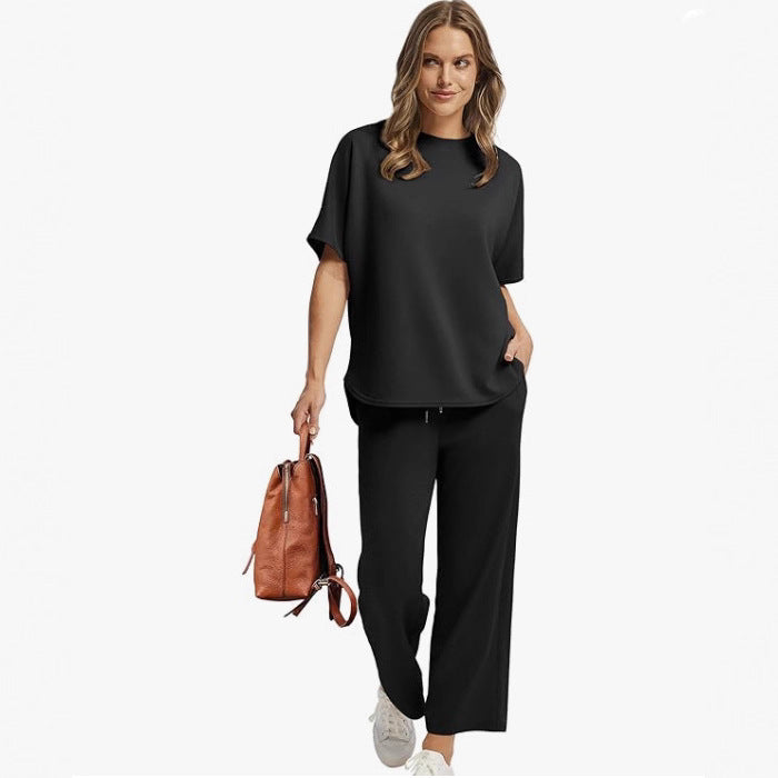 Dame afslappet lounge-sæt med behagelig elastisk linning og sidelommer Stilla