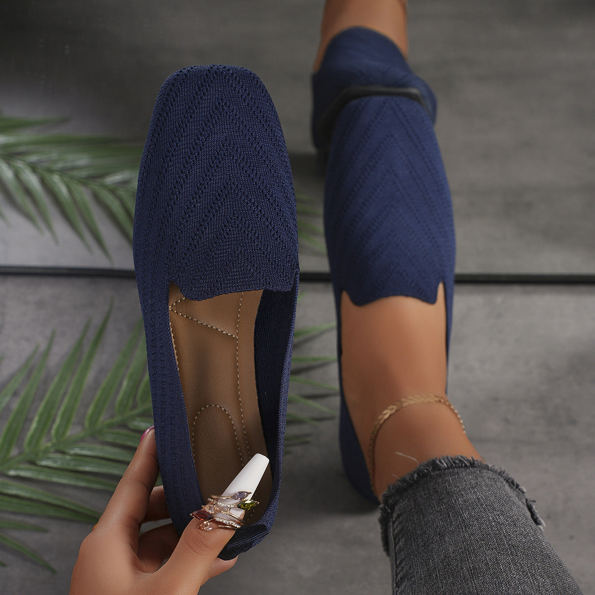 Dame elegante Loafers med åndbart stof og skridsikker sål Stilla
