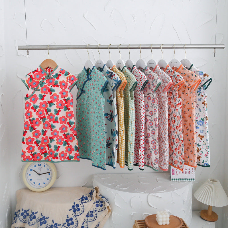 Pige Floral Print Orientalsk Kjole Stilla