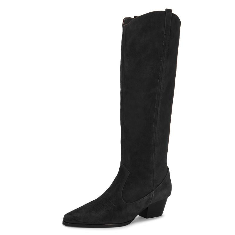 Femme Over-the-Knee Suede Westernstøvler med skulptureret hæl Stilla