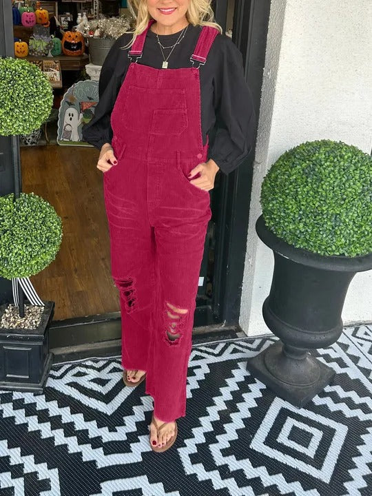 Dame overalls med brede ben og destroyed-detaljer Stilla