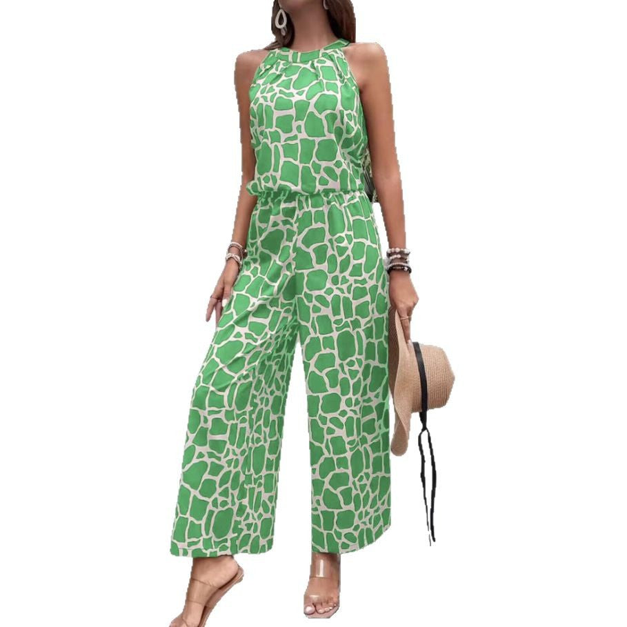 Dame løst skåret jumpsuit i dyremønster Stilla