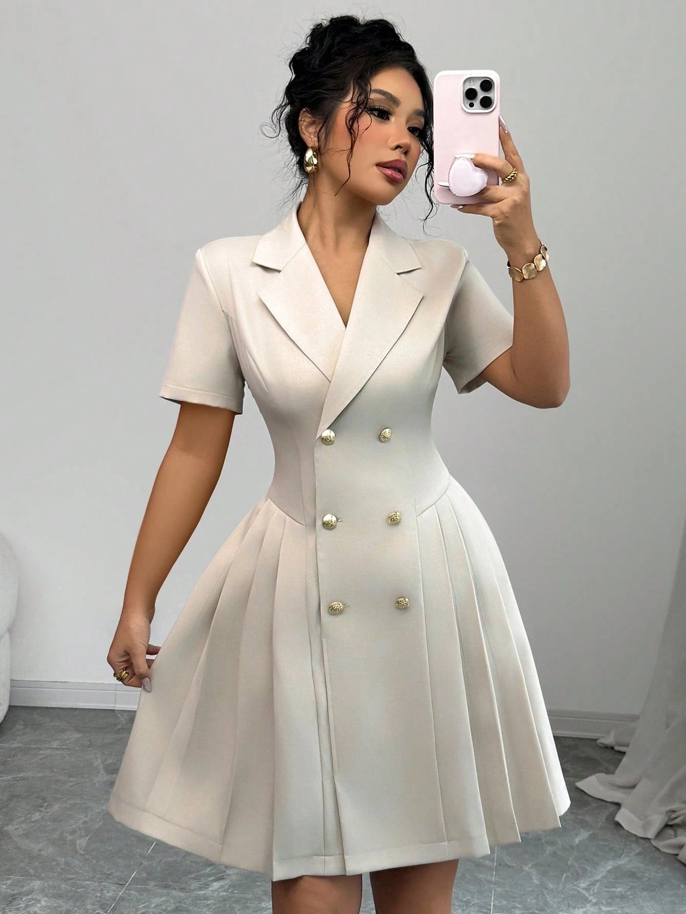 Dame Elegant Dobbeltknap Foldsyd Stilla