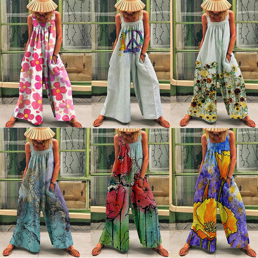 Dame bredt skåret sommer-jumpsuit med raffineret farvegradient Stilla
