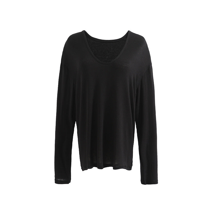 Dame afslappet longsleeve shirt med bred snit og blødt materiale Stilla