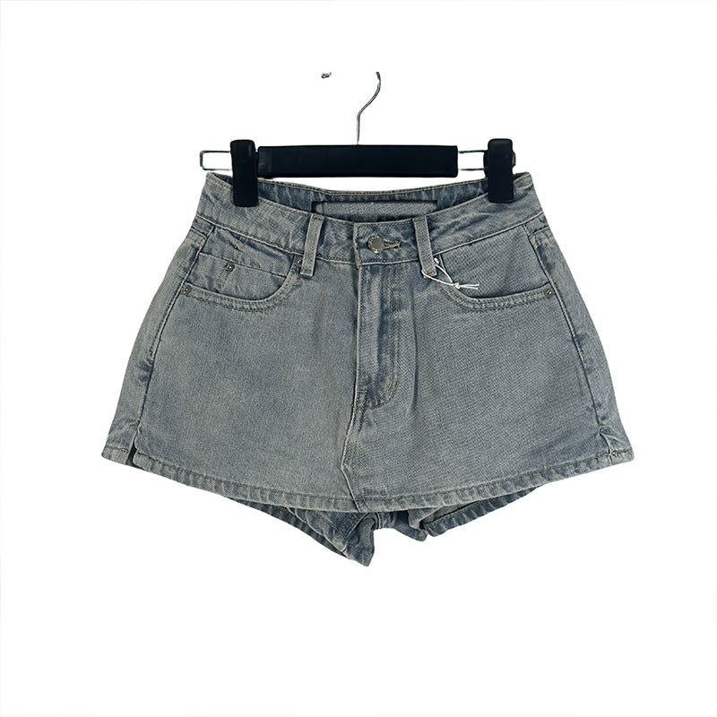 Dame afslappede denim shorts med høj talje og sidelommer Stilla