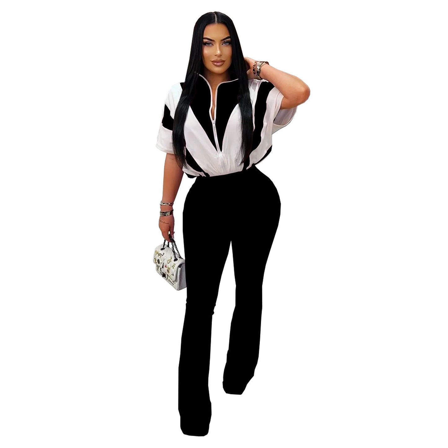 Dame Elegant og behagelig jumpsuit med stilfuld krave og bredt ben Stilla