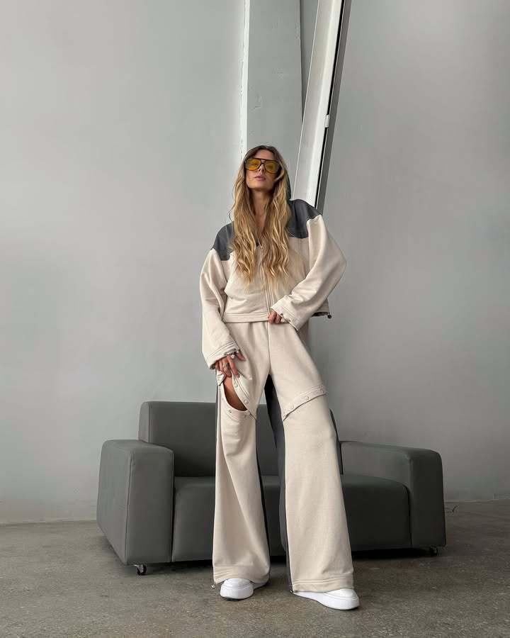 Dame afslappet sporty sæt med brede bukser og række af særlige detaljer Stilla