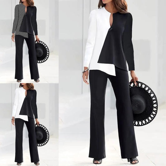 Dame elegant jumpsuit med asymmetrisk snit og lange ærmer Stilla