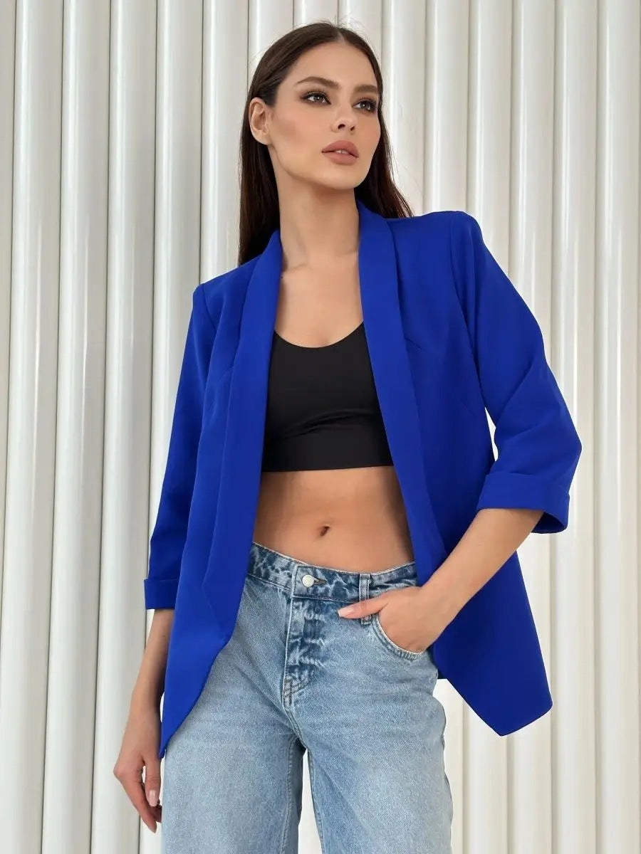 Dame elegant blazerjakke med figursyet snit og bælte Stilla