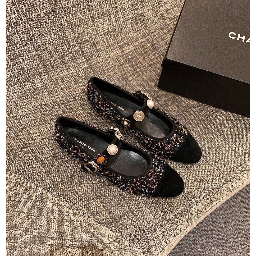 Dame dekorativ spænde spidse ballerinaer Stilla