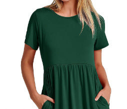 Dame afslappet maxikjole med elastisk talje og dyb flæse Stilla