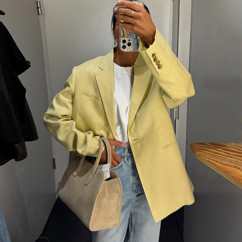 Dame afslappet linned blazer med struktureret snit og elegante detaljer Stilla