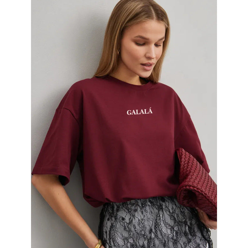 Dame T-shirt med kreativt orientalsk motiv og inspirerende skrift Stilla