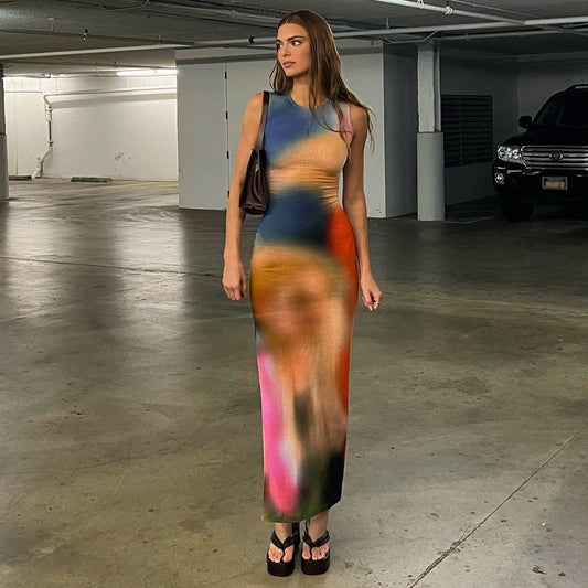 Dame Abstract Art Maxi Kjole Stilla