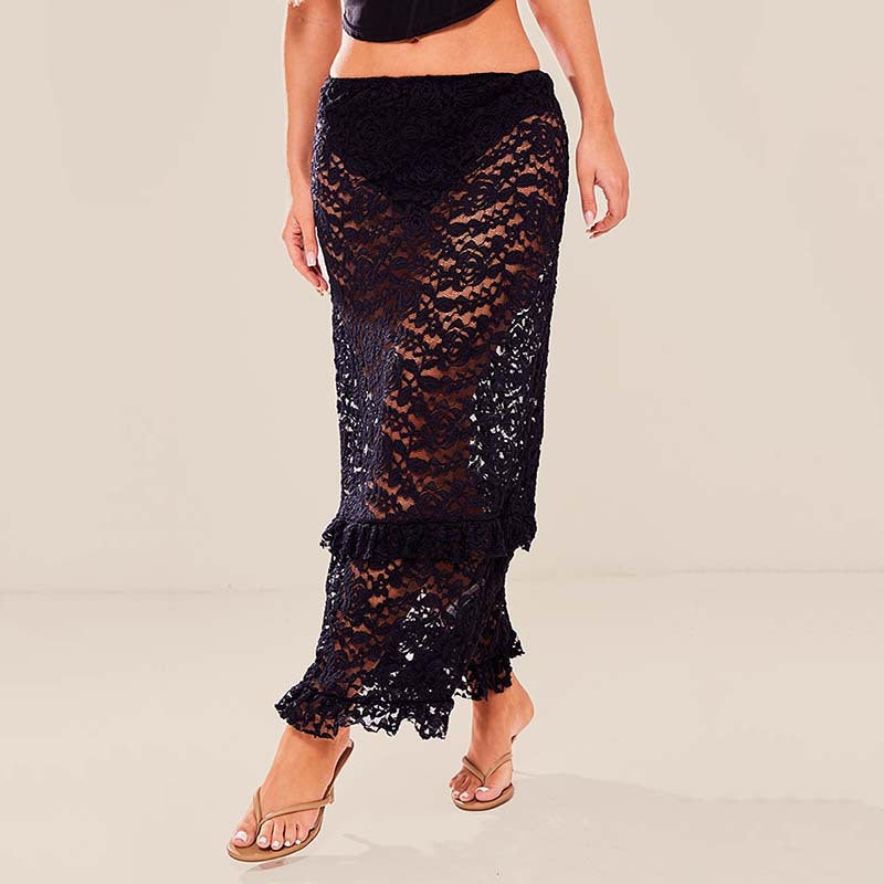 Dame Elegant Hæklet Strandnederdel Stilla