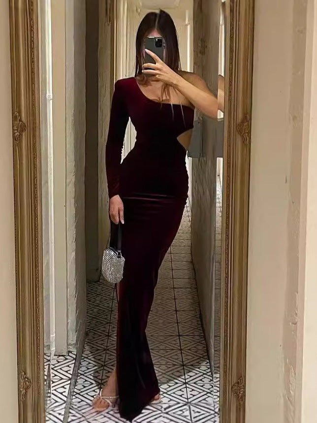 Dame Elegant Ankeldragt med asymmetrisk design og dyb slids Stilla