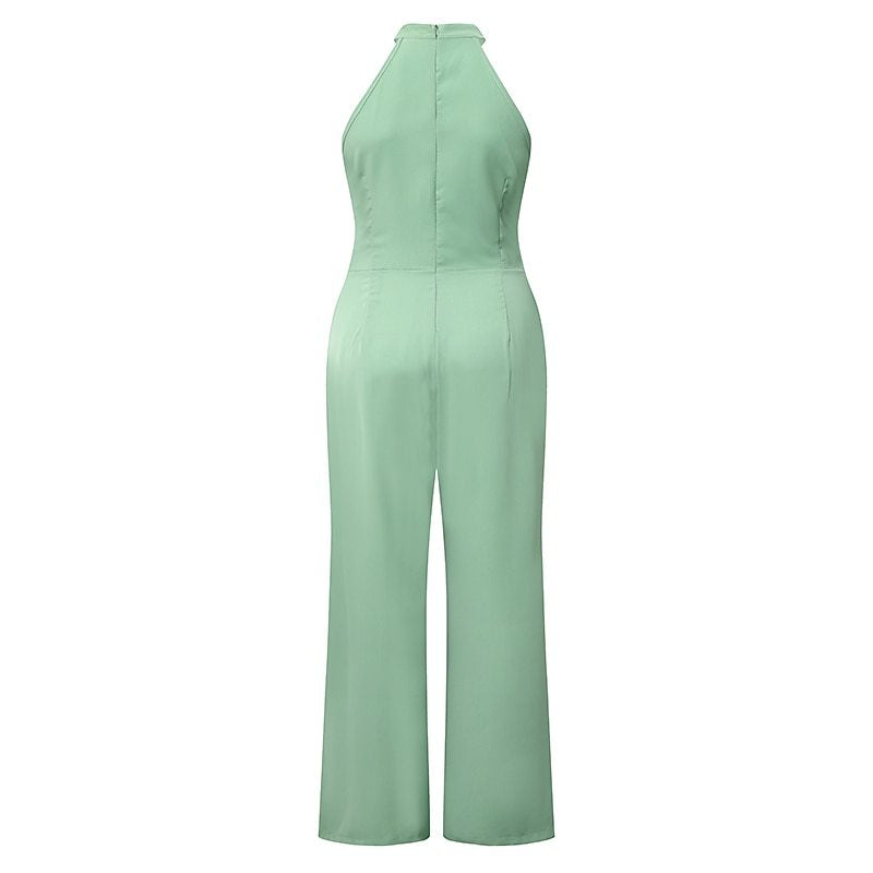 Dame Elegant Jumpsuit med bred ben og taljebælte Stilla